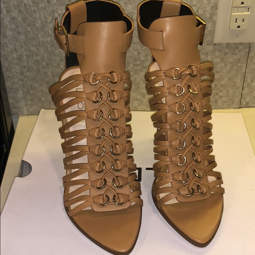 Tan leather heels/sandals